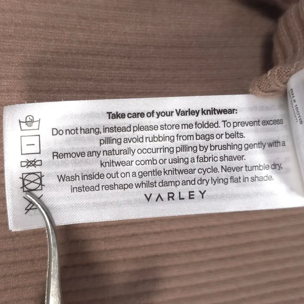 VARLEY Women’s Size M RAVENA Rib Knit High Neck Top Viscose Blend Fungi VAR02172